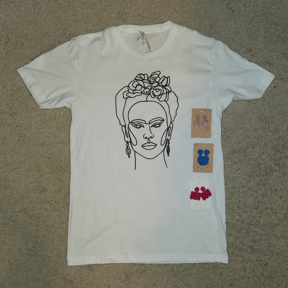 Las flores de frida clay top and clay earrings
